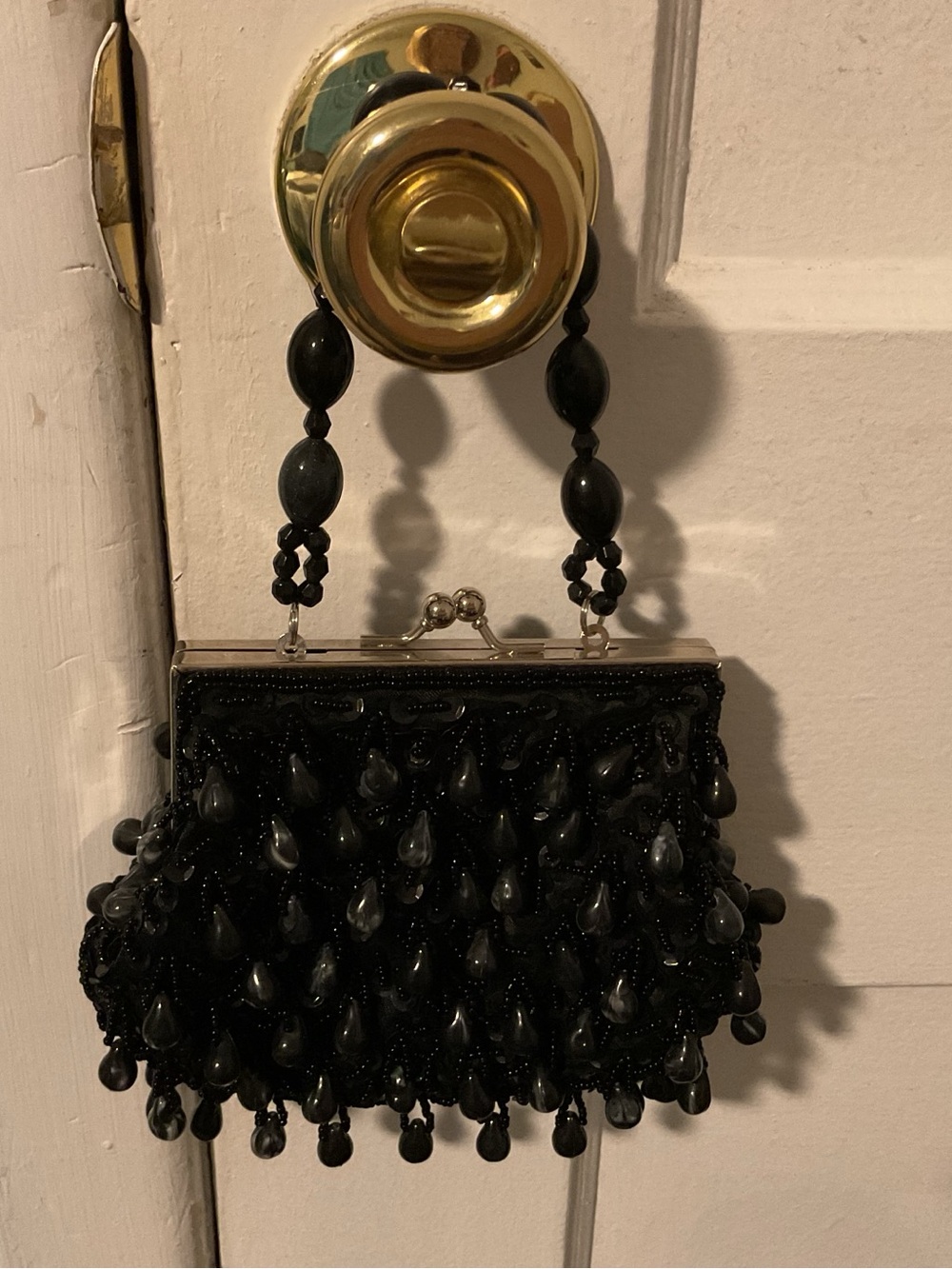 Cara Couture Black Beaded Drop-Bead Evening Clutch